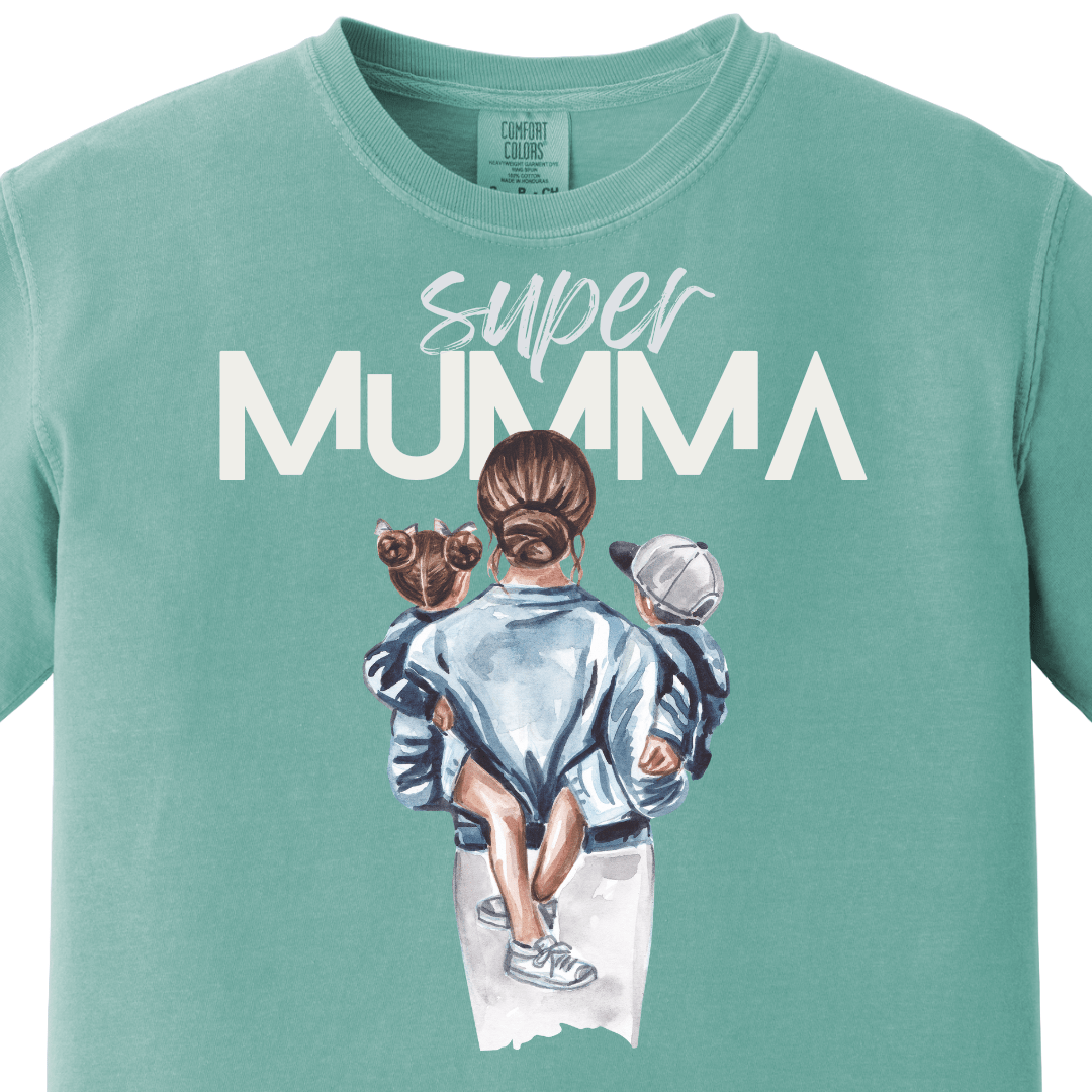 Supermom Super Mumma with Son Daughter Tee