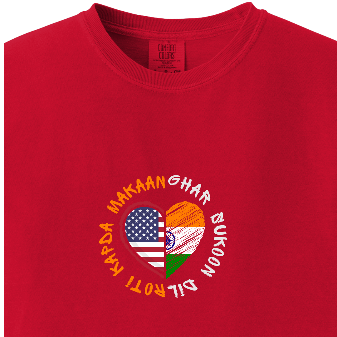 India Dil Sukoon Ghar but US Roti Kapda Makaan Tee - Maatee