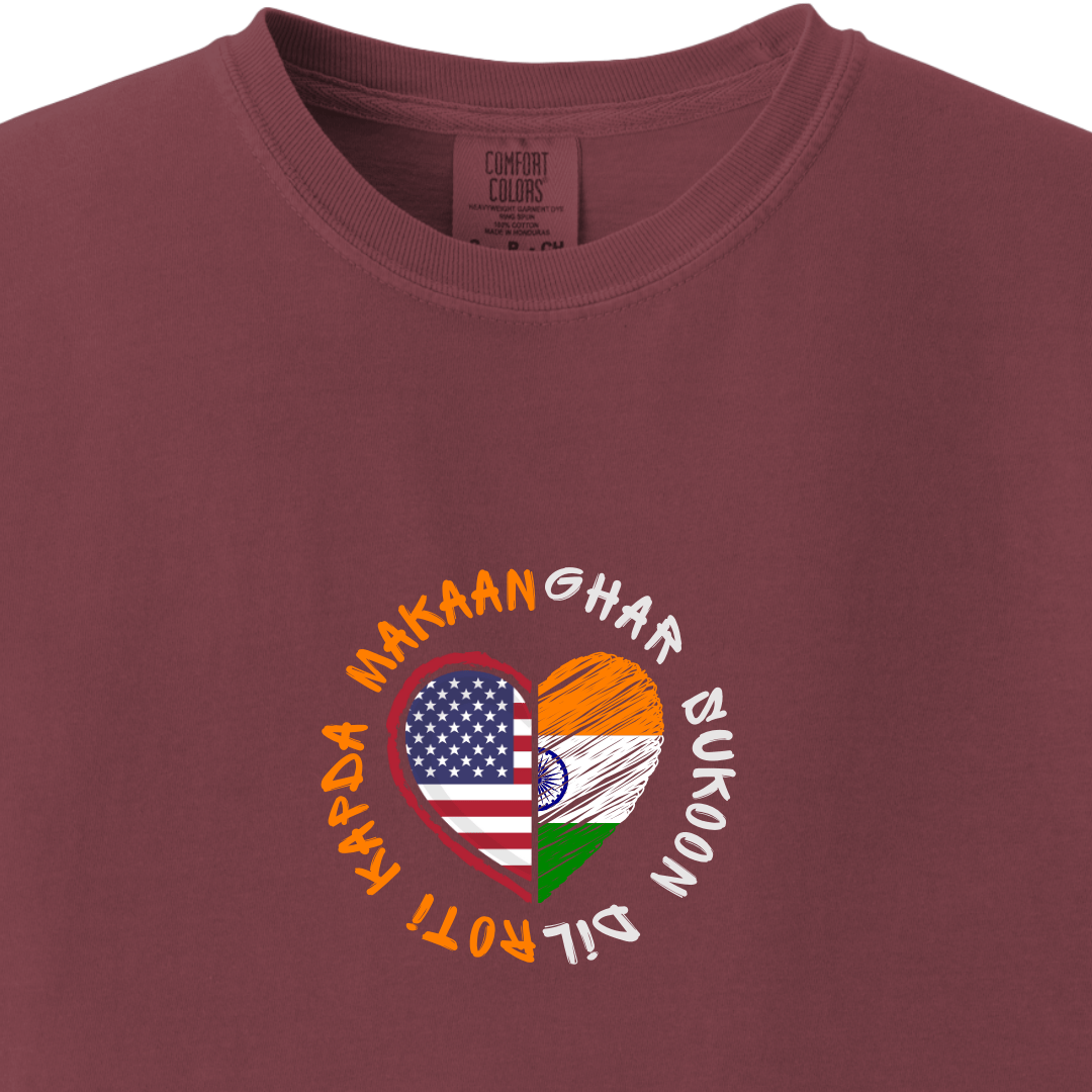 India Dil Sukoon Ghar but US Roti Kapda Makaan Tee - Maatee