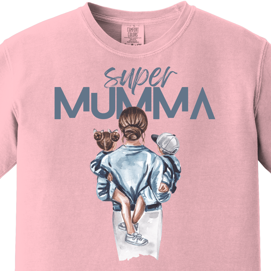 Supermom Super Mumma with Son Daughter Tee