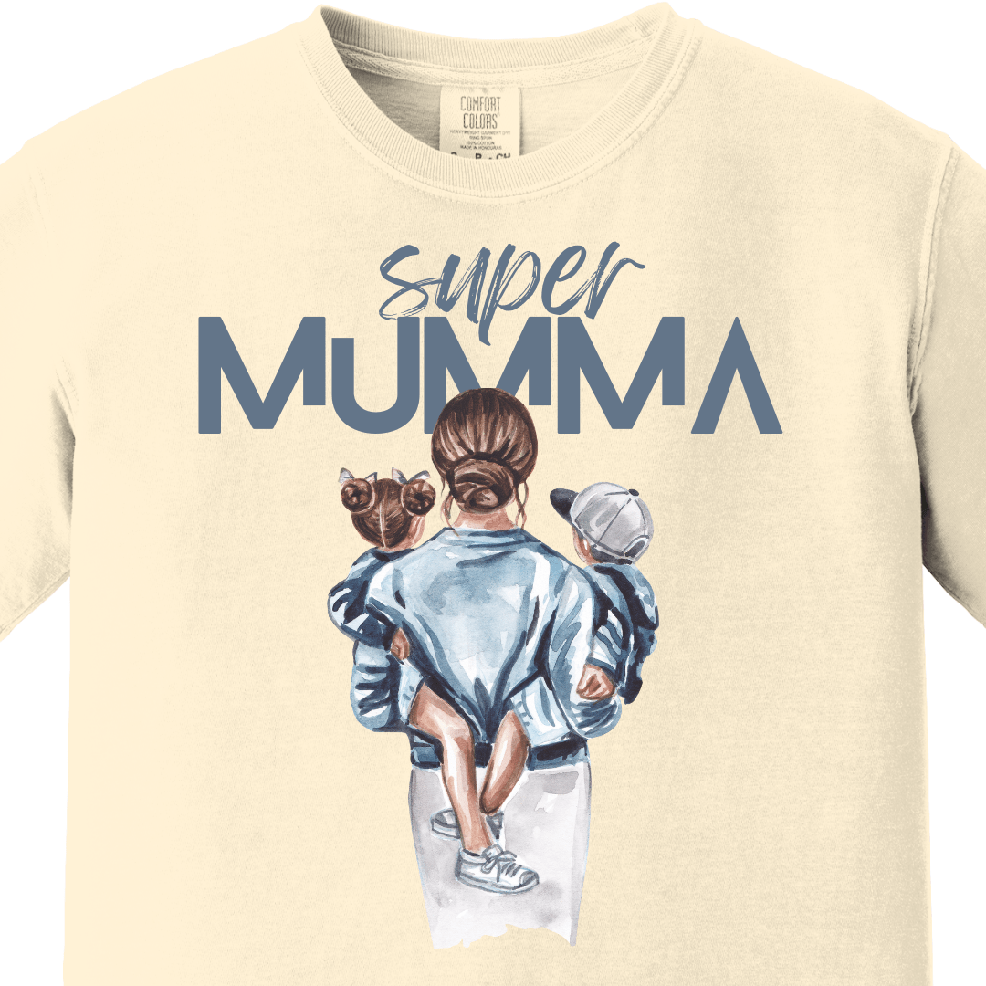 Supermom Super Mumma with Son Daughter Tee