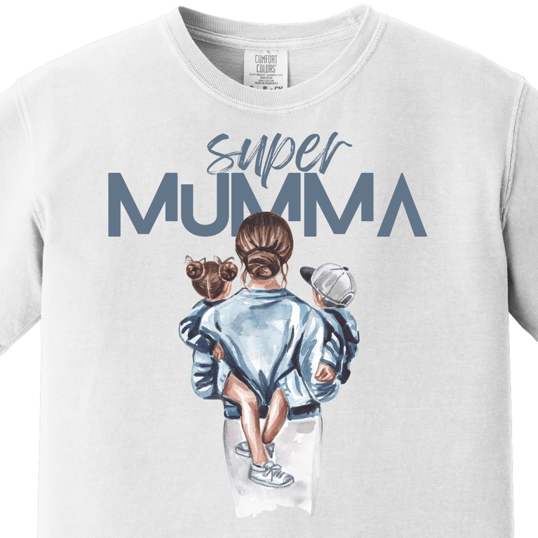 Supermom Super Mumma with Son Daughter Tee