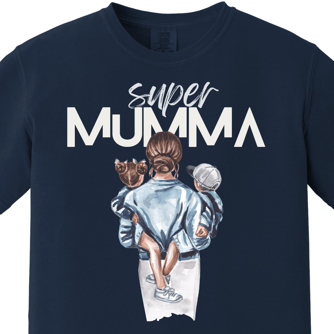 Supermom Super Mumma with Son Daughter Tee