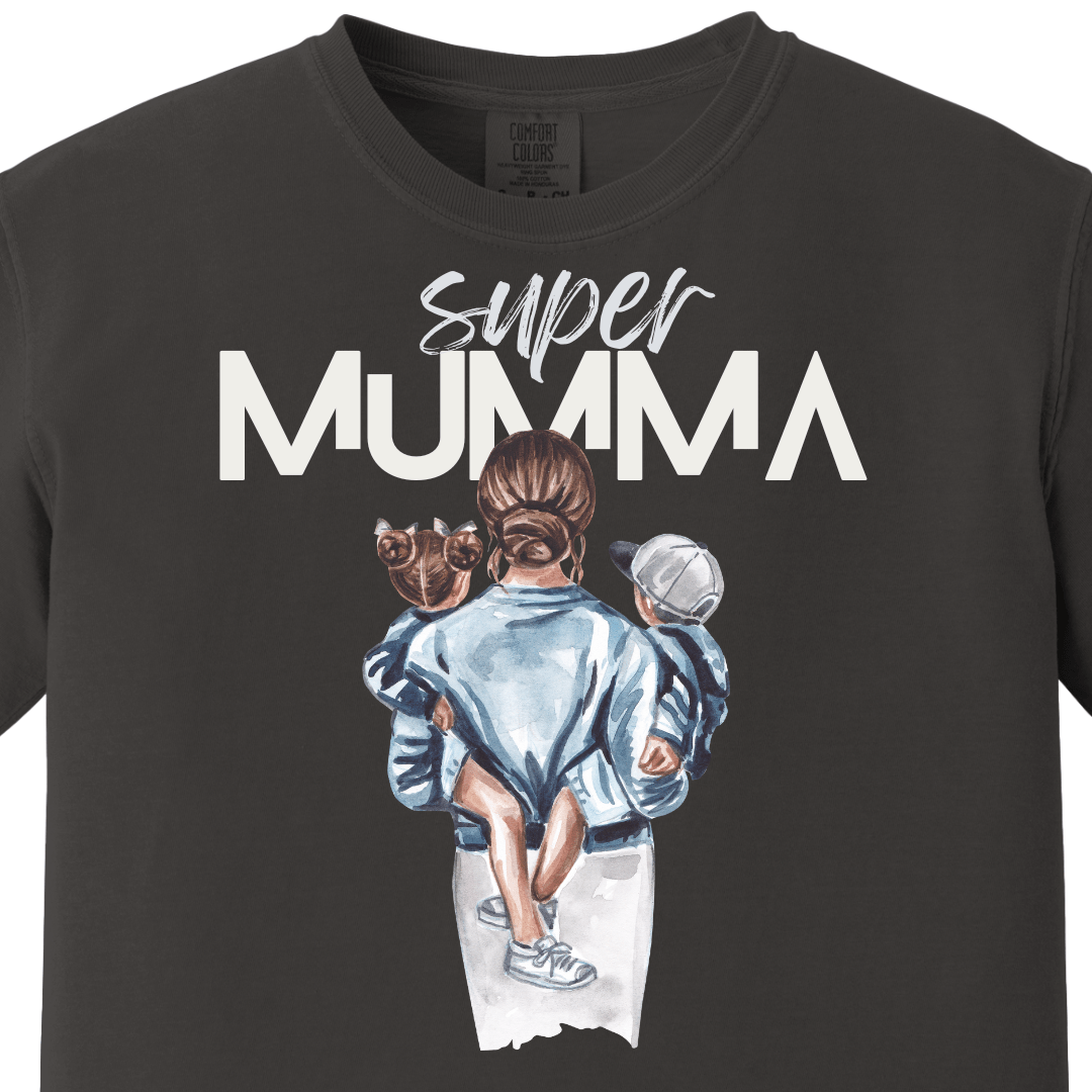 Supermom Super Mumma with Son Daughter Tee