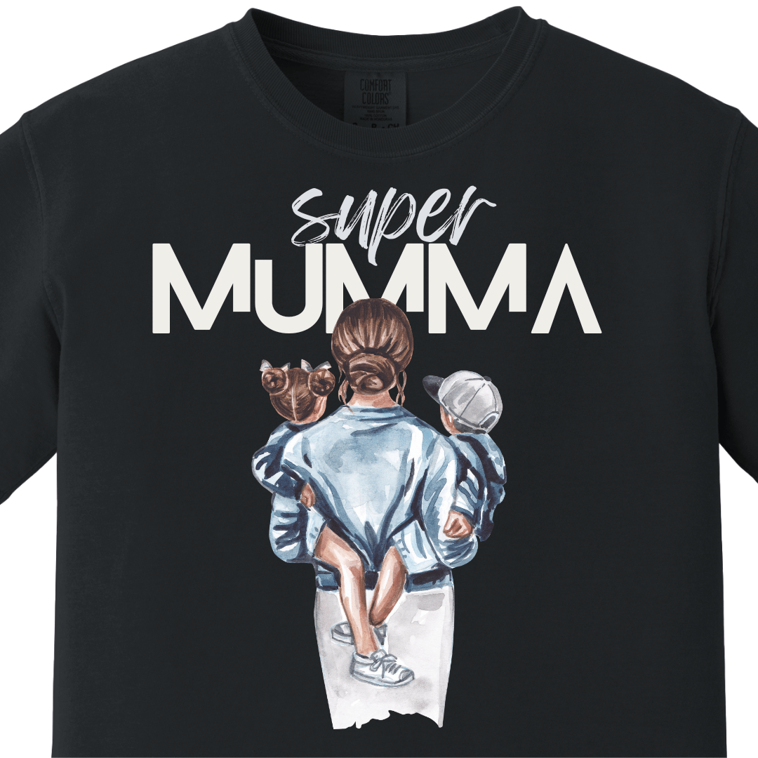Supermom Super Mumma with Son Daughter Tee