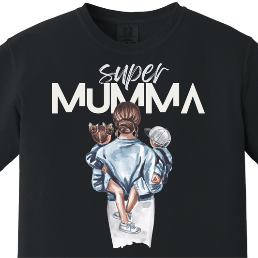 Supermom Super Mumma with Son Daughter Tee