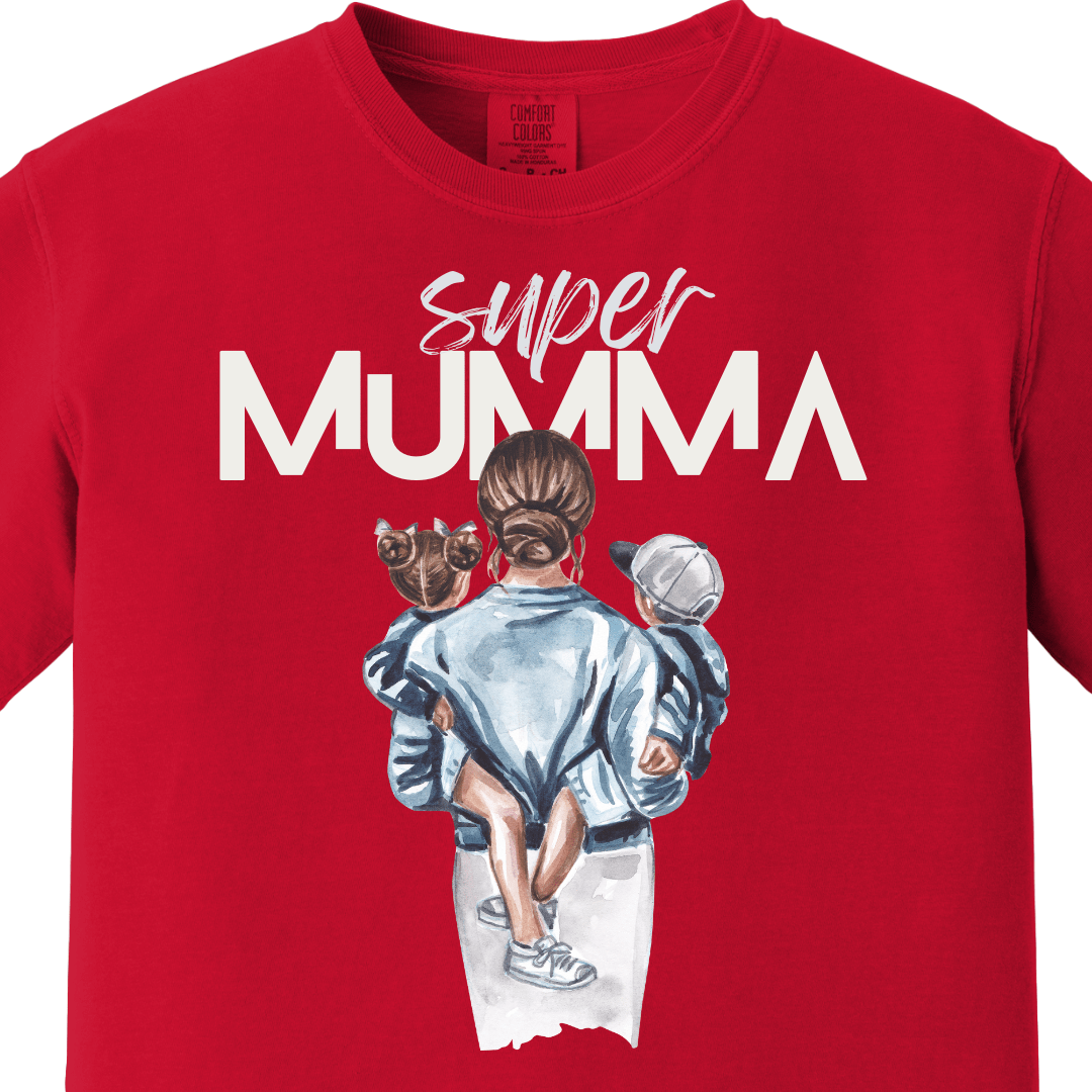 Supermom Super Mumma with Son Daughter Tee