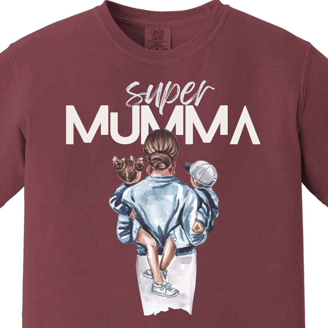 Supermom Super Mumma with Son Daughter Tee