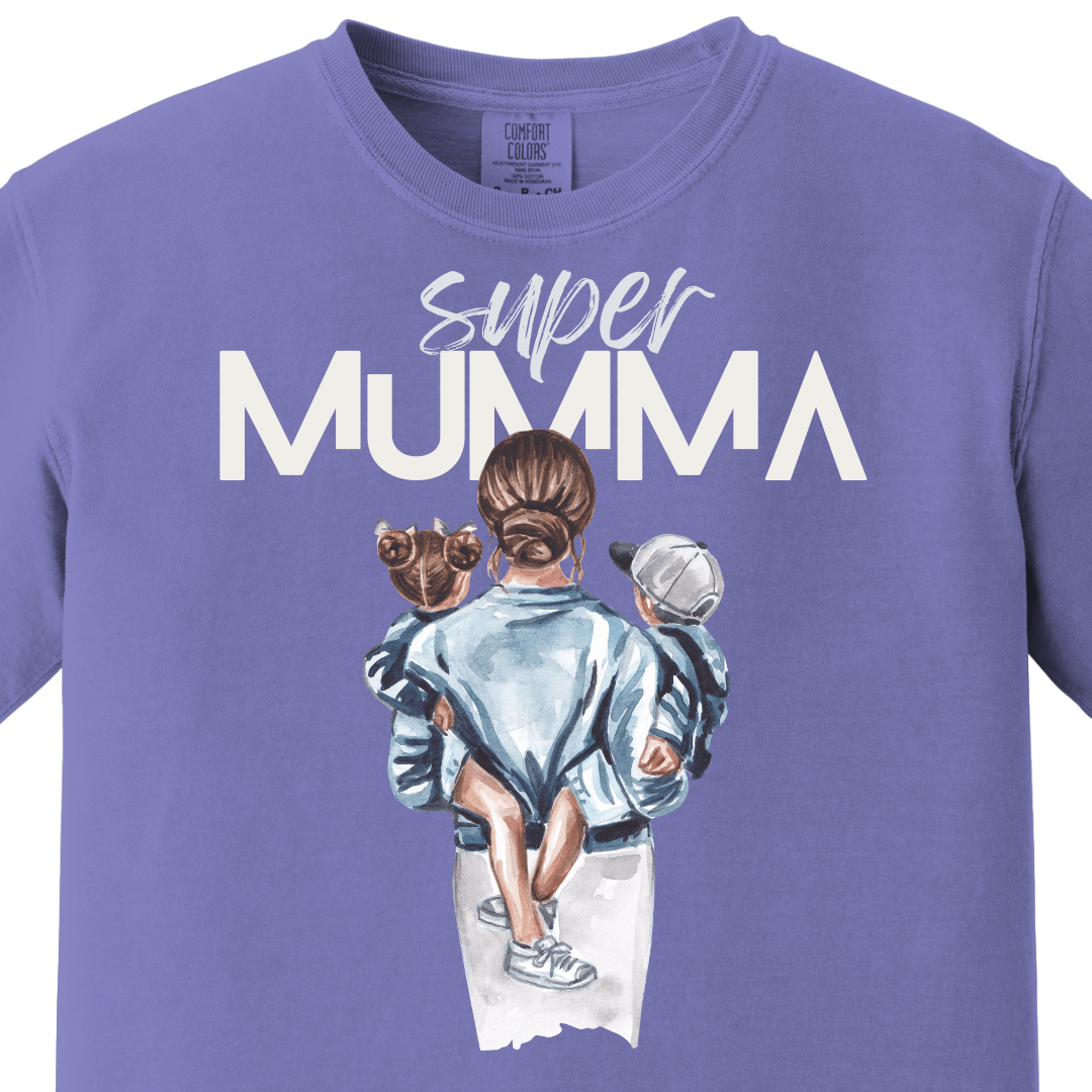 Supermom Super Mumma with Son Daughter Tee
