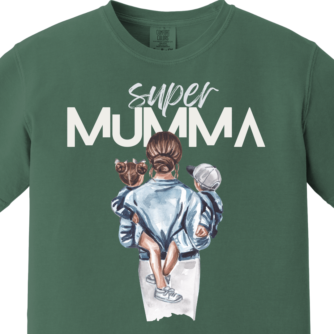 Supermom Super Mumma with Son Daughter Tee